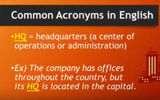 Common Acronyms in English：HQ